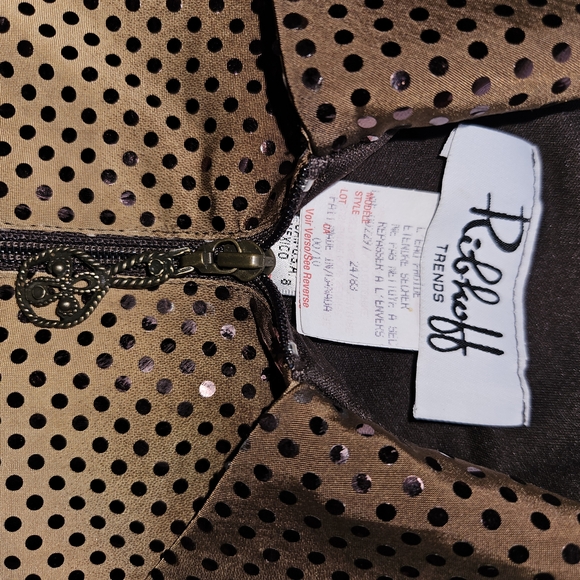 Joseph Ribkoff Tan and Brown Sequin Bomber Jacket - Picture 3 of 6